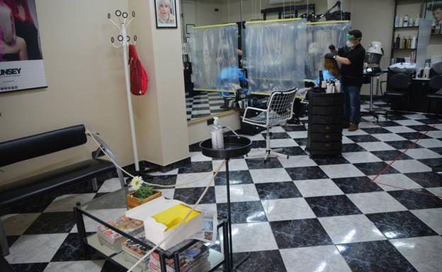 Aspecto que presenta la peluquería debido a las medidas de seguridad sanitarias. 