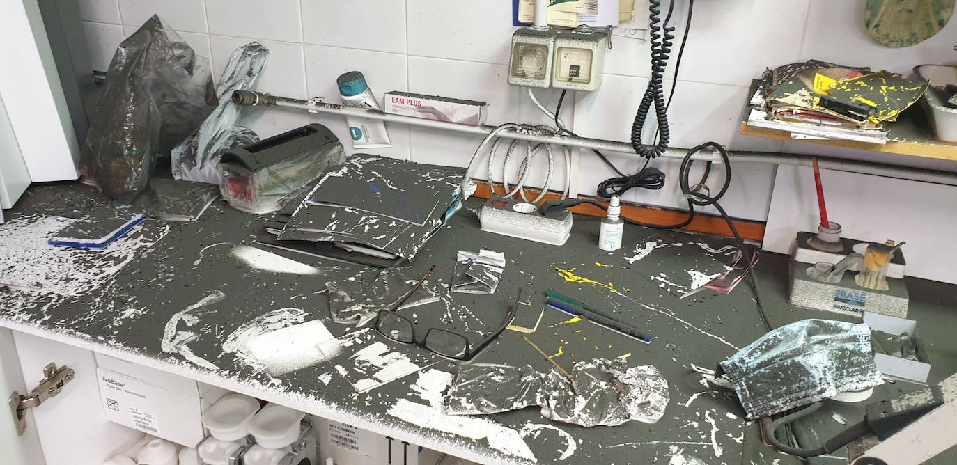 Estado del laboratorio tras el incendio