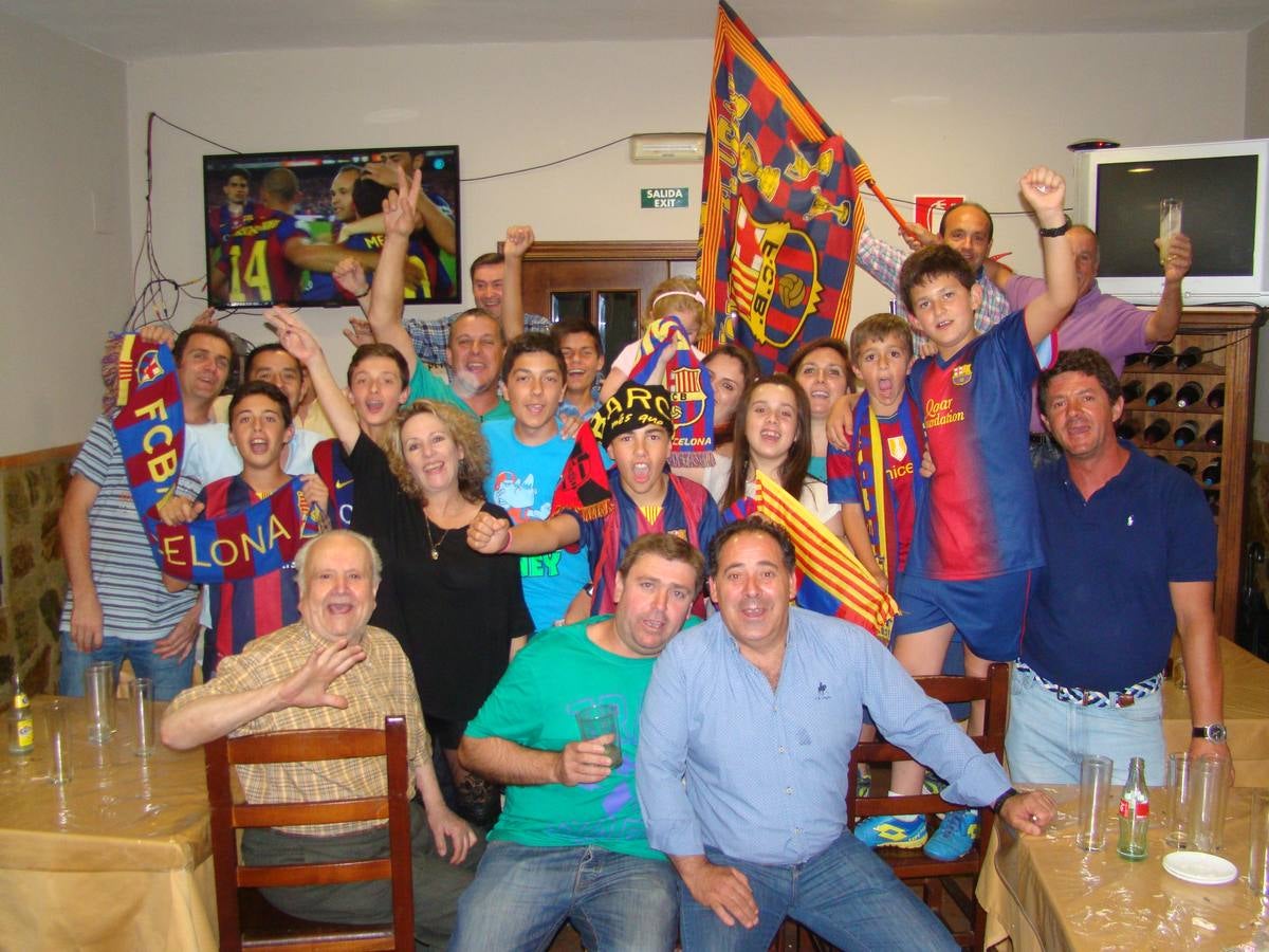 Aficionados del Barça celebran la Copa del Rey