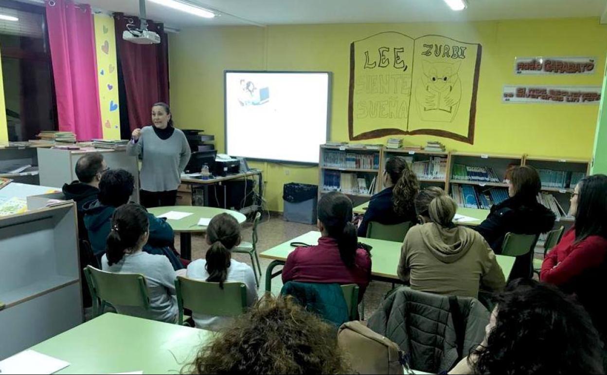 Durante la actividad en Fuente de Cantos 
