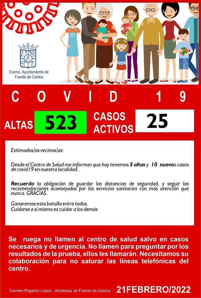 Cartel informativo con los casos de covid en la localidad 