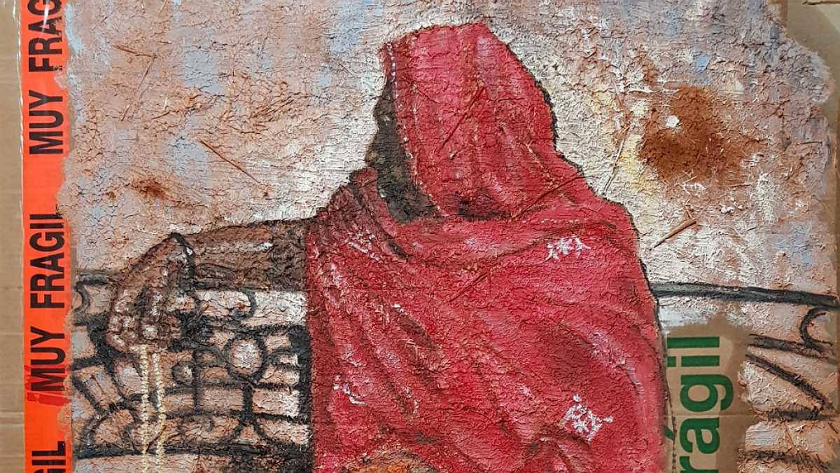 Detalle de una de sus obras pintadas por Damián Retamar.