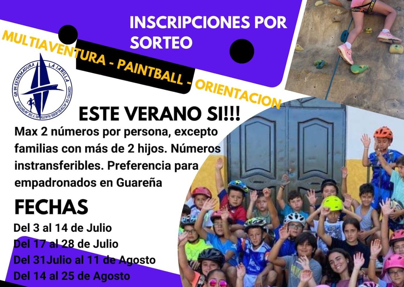 Anuncio del campamento de verano.