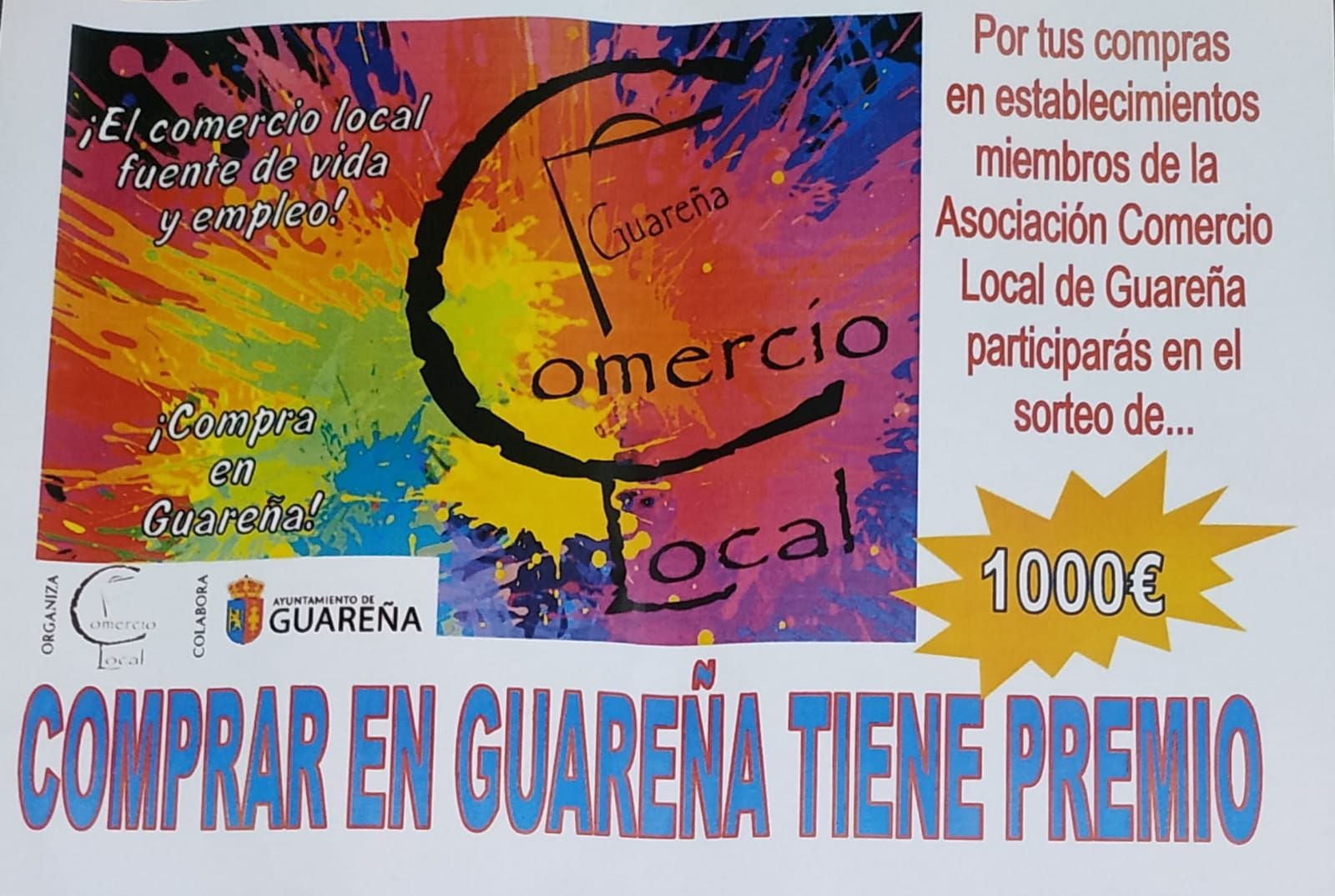 Cartel anunciador de la campaña Comprar en Guareña tiene premio.