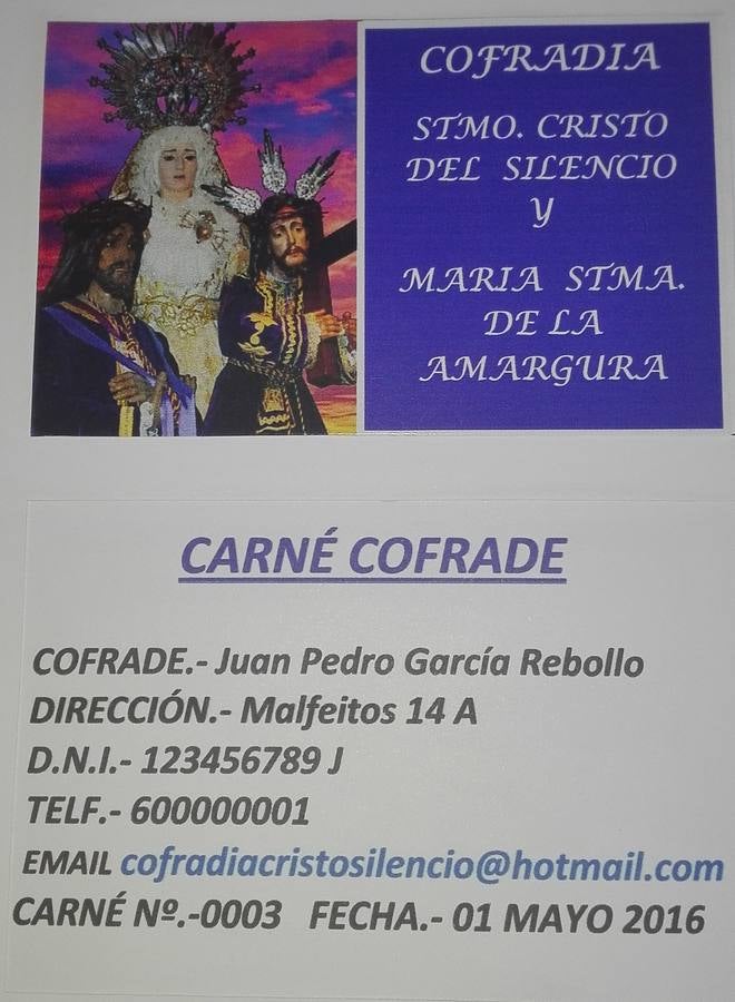 Se crea el carnet de cofrade en la Cofradía del Cristo del Silencio