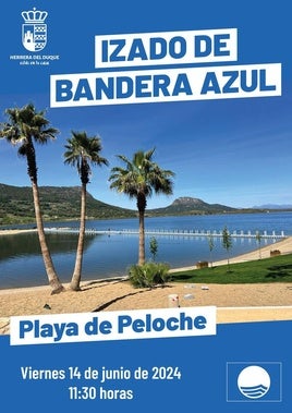 Cartel izado Bandera Azul