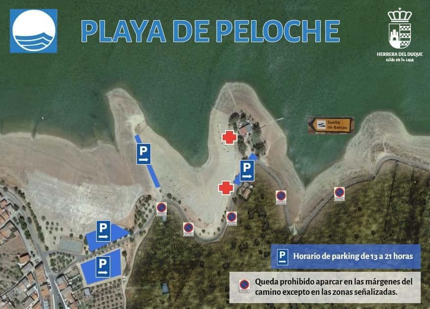 Servicios de aparcamientos y hamacas para la Playa de Peloche