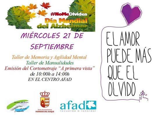 Durante tres días se realizan en la localidad actividades para conmemorar el día muncial del alzheimer