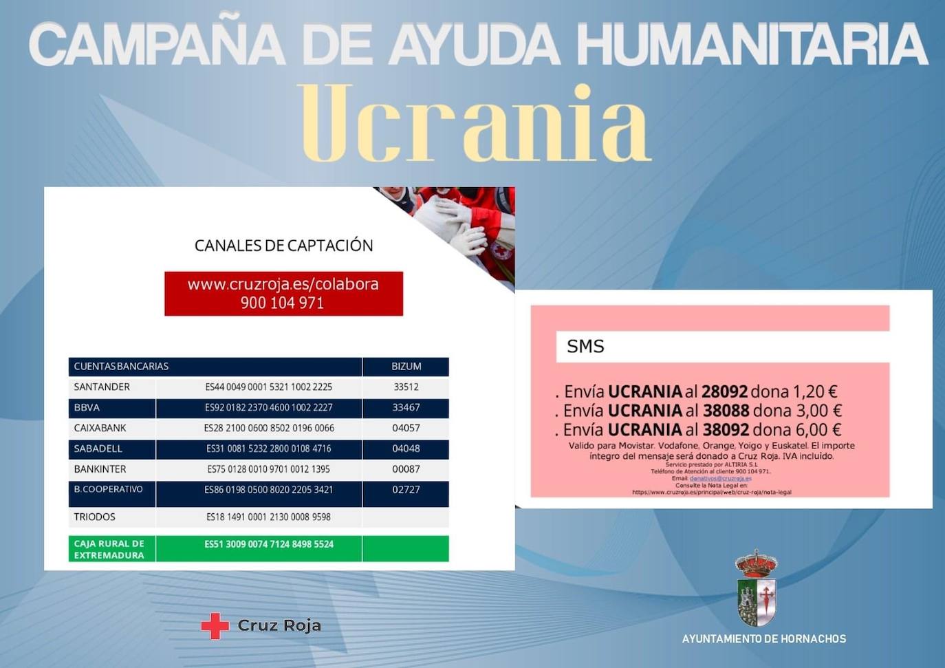 El Ayuntamiento a través de Cruz Roja, canaliza una campaña de Ayuda Humanitaria a Ucrania