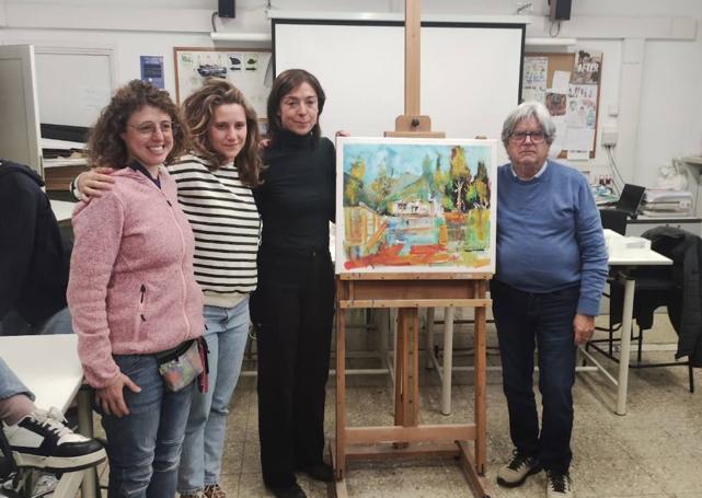 Pedro Castaño junto a profesoras de Bellas Artes INS Mollet