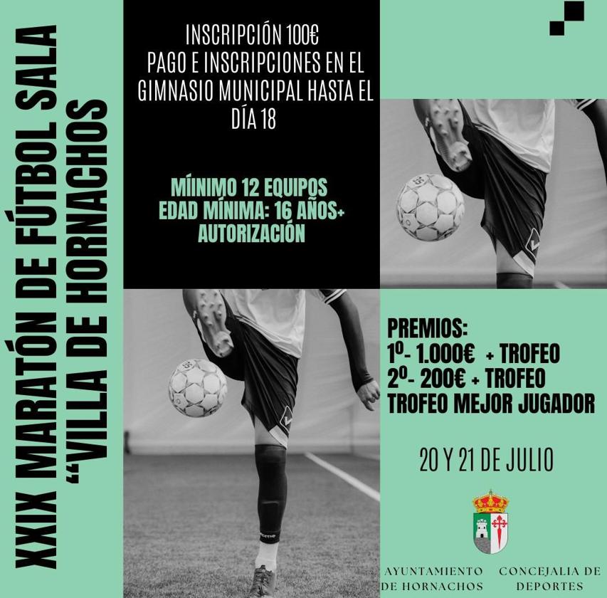 Los días 20 y 21 de Julio la concejalía de Deportes celebrará el XXIX Maratón de fútbol - sala
