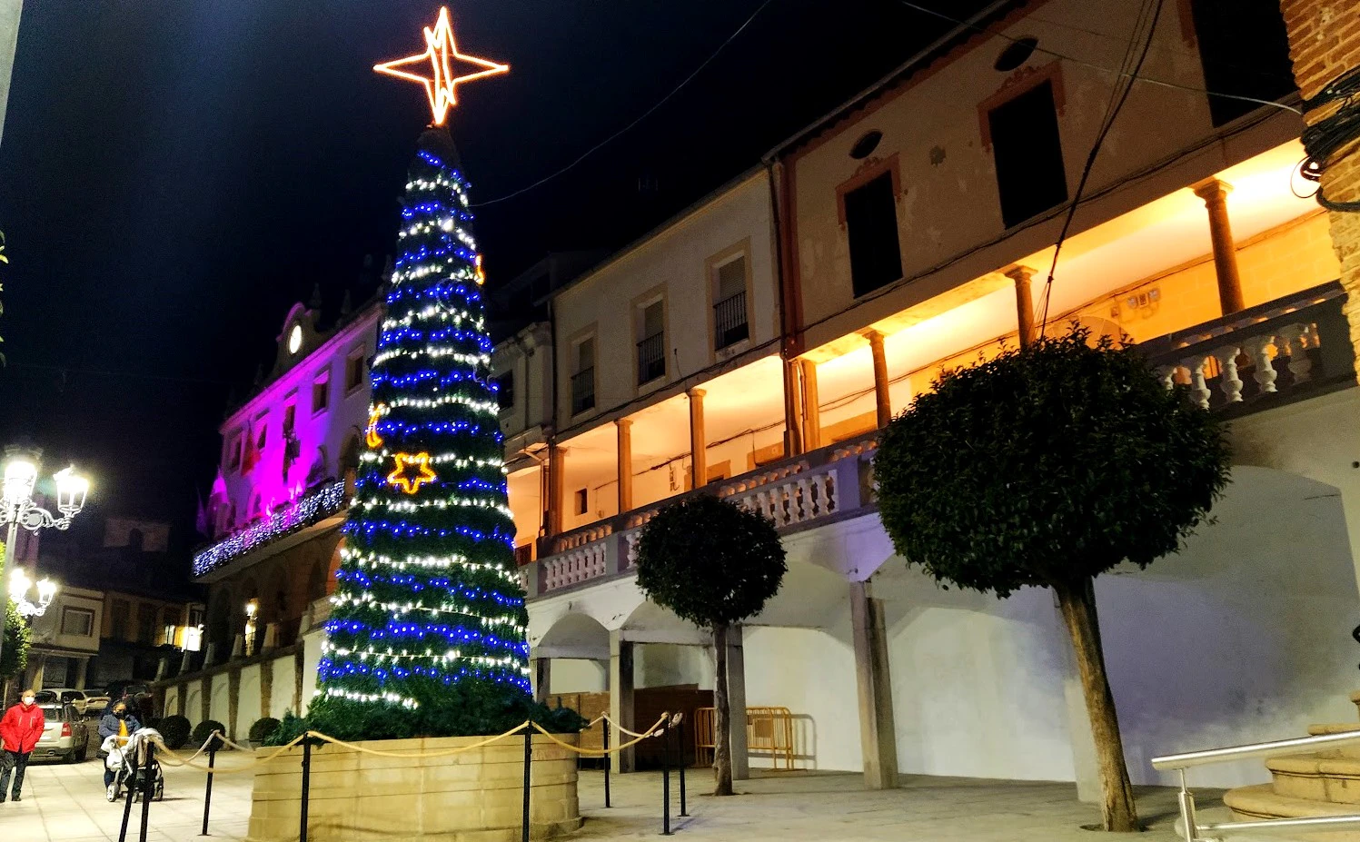 Árbol navideño en la Plaza Mayor para animar al comercio. 