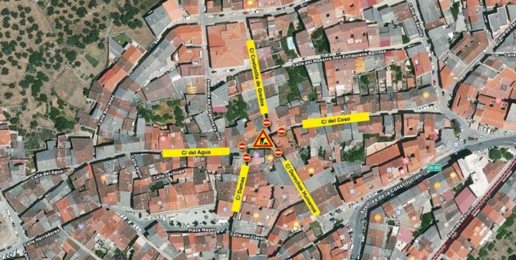Vista área de las calles en las que se cortará la circulación.