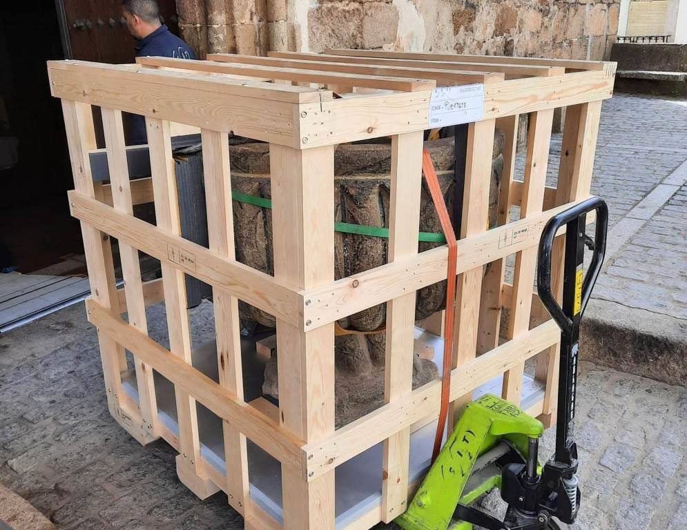 Precintada y protegida para su traslado.