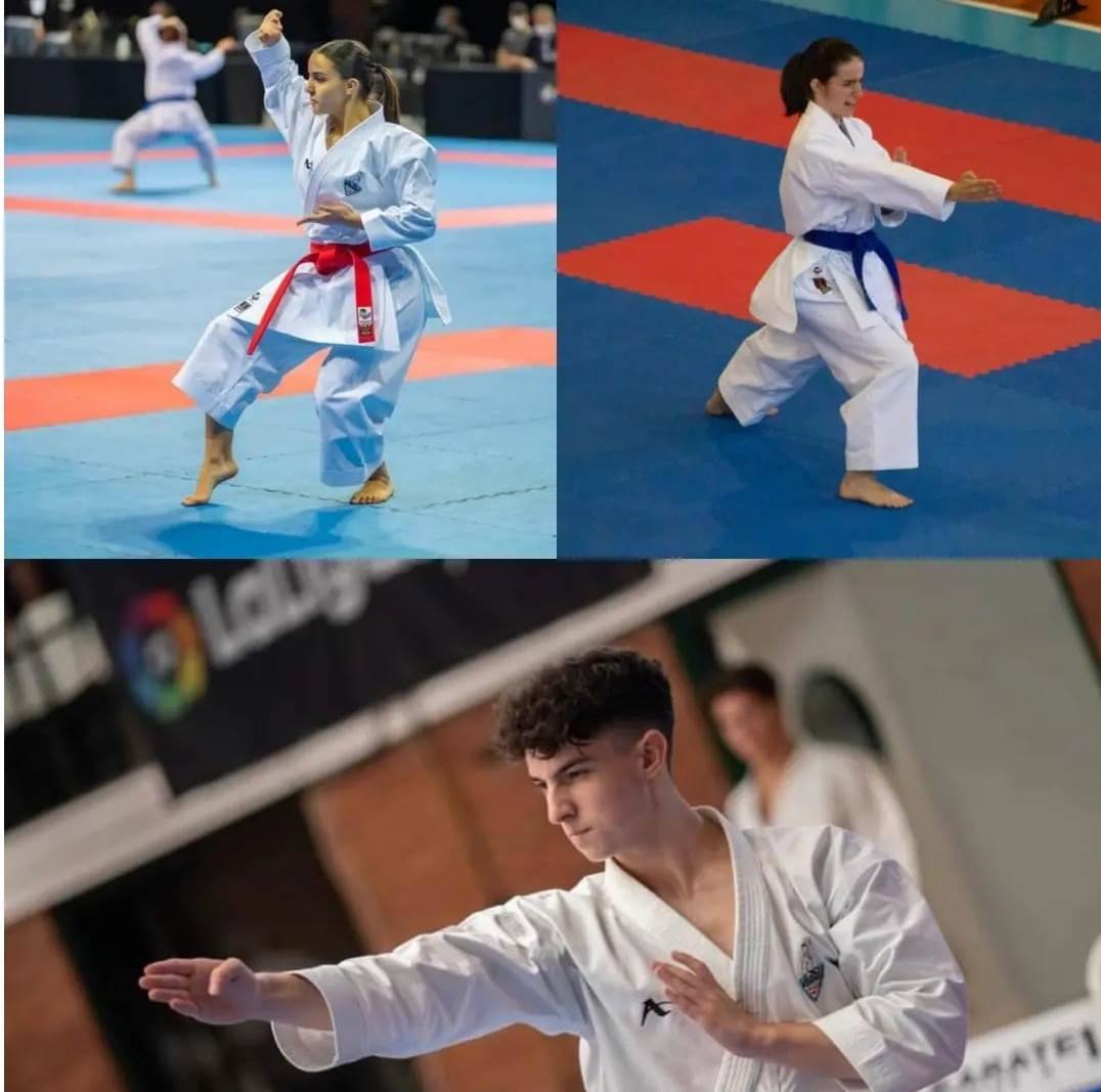 Los tres alumnos del Club de Karate Jaraíz. 