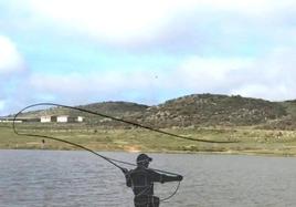 Cartgel anunciador con el lago de los Invernaderos de Jaraíz.