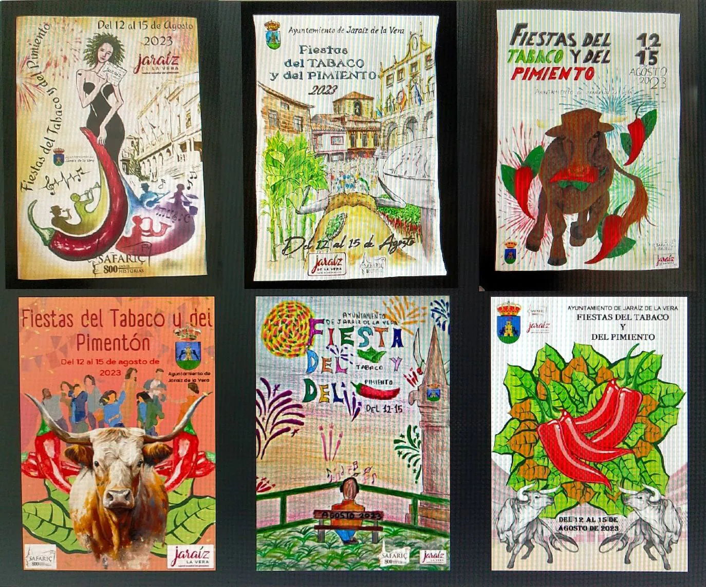 Las seis obras presentadas al concurso de carteles.
