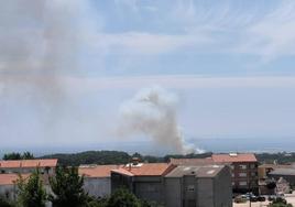 Imagen de la columna de humo del incendio declarado en el campo de tiro.