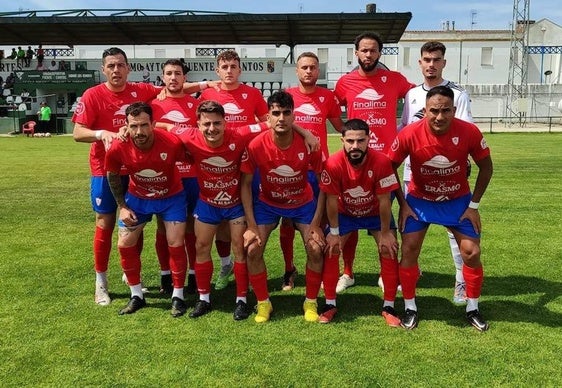El CF Jaraíz este domingo, en Fuente de Cantos.