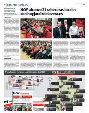 Página del Diario HOY en la que se anunciaba la inauguración del hiperlocal HOY Jaraíz de la Vera.