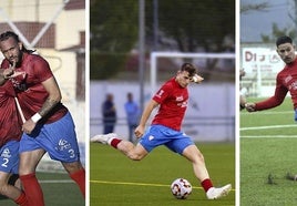 Pedroso, David y Taly, los tres jugadores pimentoneros convocados por la selección extremeña de fútbol.