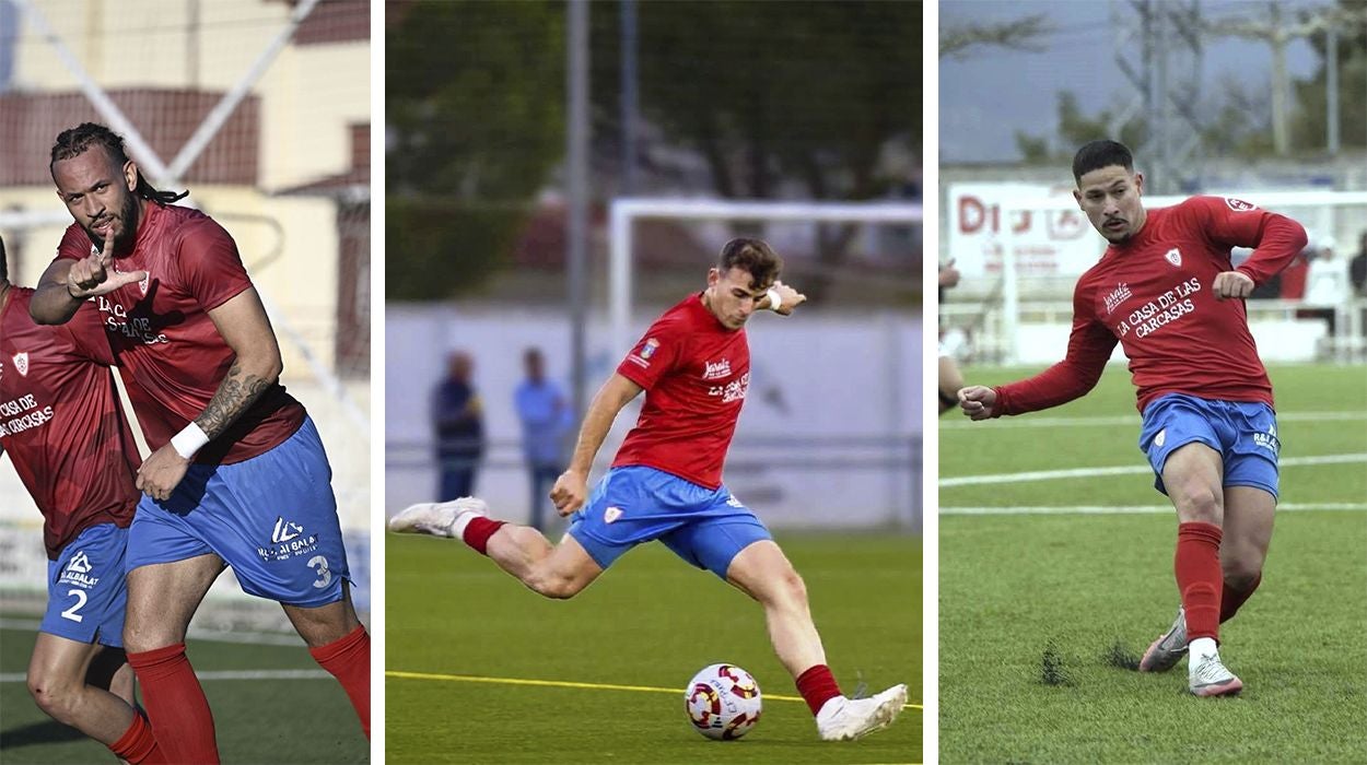 Pedroso, David y Taly, los tres jugadores pimentoneros convocados por la selección extremeña de fútbol.