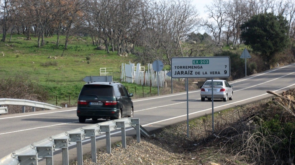 Tramo de la carretera que presenta problemas de seguridad.
