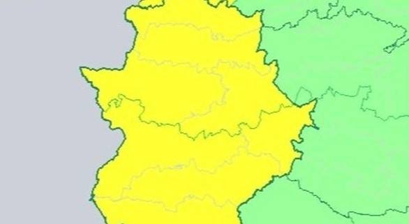 Mañana, alerta amarilla por lluvias en Extremadura
