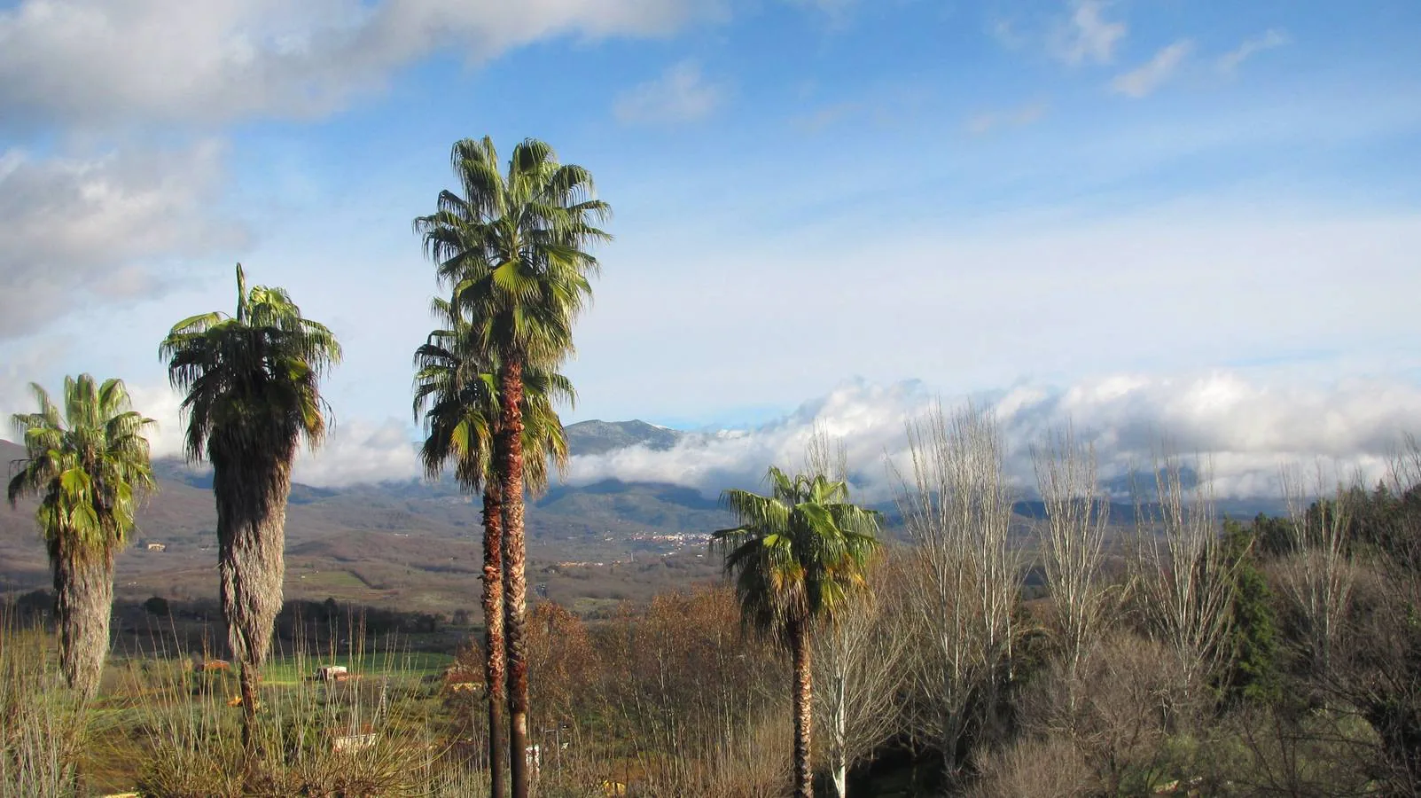 Panorámica de Gredos desde el mirador del parque Los Bolos.