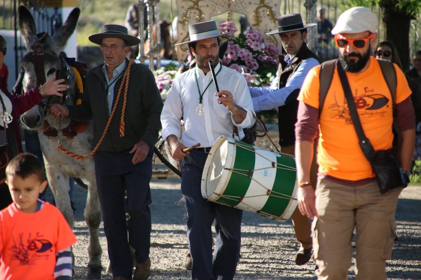 Romeros, carrozas y caballistas han acompañado, esta mañana, en procesión, al Simpecado de Nuestra Señora de Aguasantas, Patrona de Jerez de los Caballeros, hasta la ermita consagrada a su nombre. Durante el camino, no han faltado las perrunillas, la copa de anís, el acompañamiento musical del tamborilero de la Hermandad de La Algaba, Ramón Barragán, y los cánticos y bailes de algunos romeros. Un día de júbilo, convivencia y devoción a Nuestra Señora de Aguasantas que culminará, esta tarde, a las 20 horas, con el rezo del Santo Rosario en la citada ermita y el canto de la Salve a la Virgen.