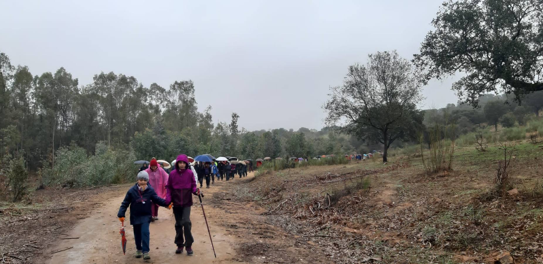 Participantes en en inicio de la Marcha por el bello entorno de La Bazana.