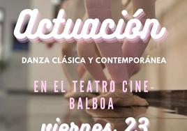El cine-teatro Balboa acoge, este viernes, una actuación de danza clásica y contemporánea