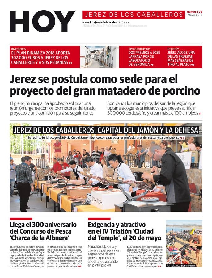 Portada del nº 76  de HOY Jerez correspondiente a este mes de mayo de 2018.