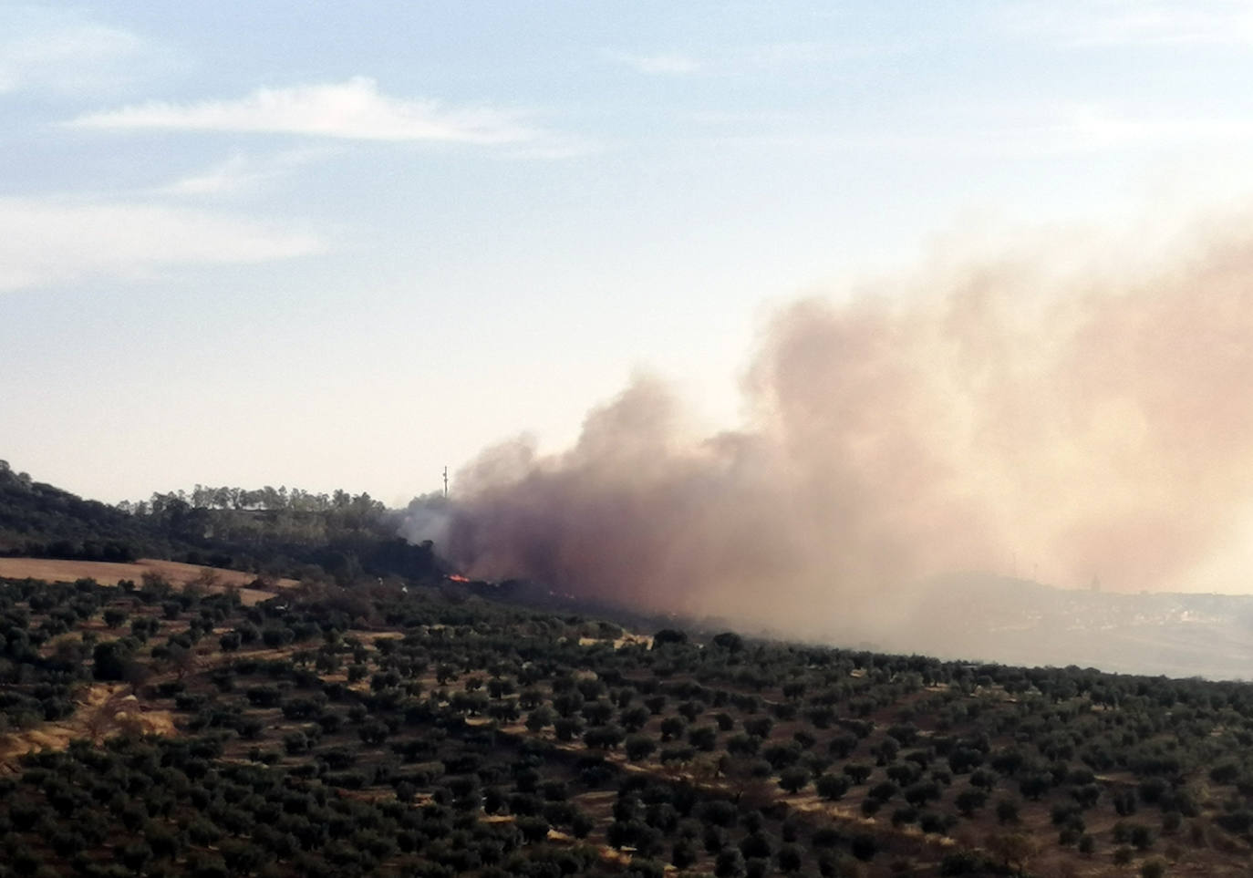 Vista del fuego desde La Zarza