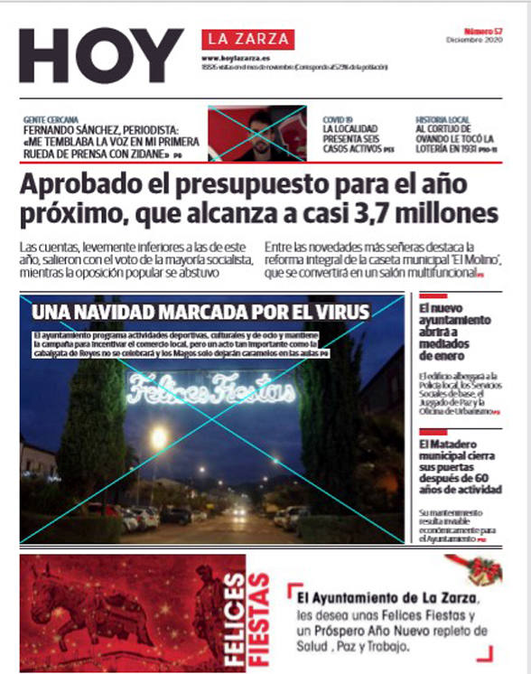 Este miércoles, día 23, sale una nueva edición del periódico local Hoy La Zarza