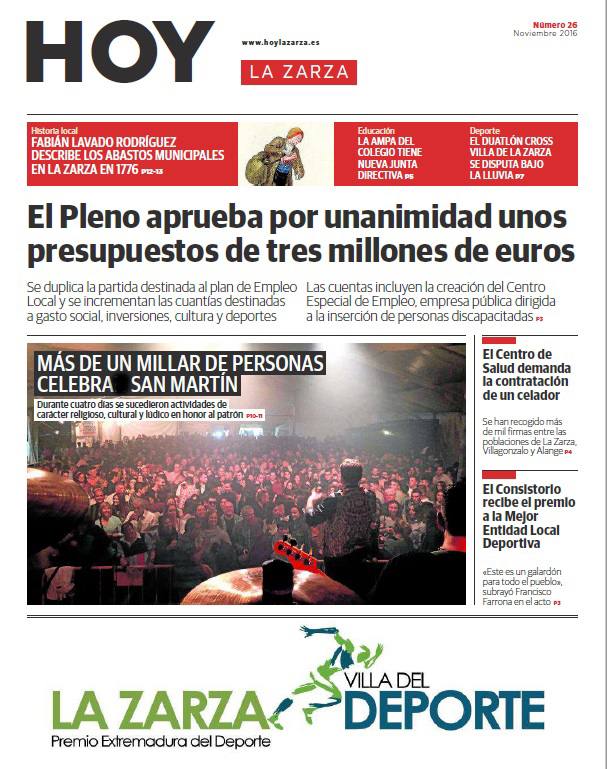 Portada del número de noviembre