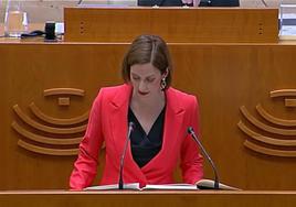 Ana Fernández promete su cargo en la Asamblea de Extremadura.
