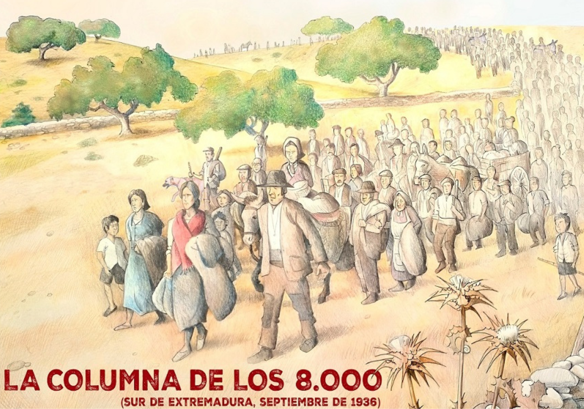 La exposición itinerante 'La columna de los ocho mil' pasa por Llerena