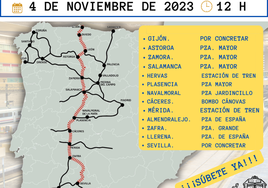 El 4 de noviembre, manifestación en Llerena por la Reapertura de la Ruta de la Plata