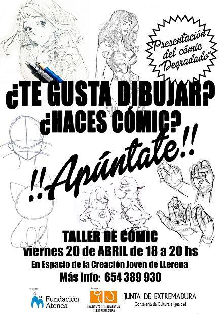 Cartel del taller de cómic en el Espacio de la Creación Joven en LLerena 