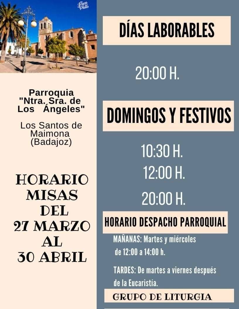 Cartel nuevo horario de misas 