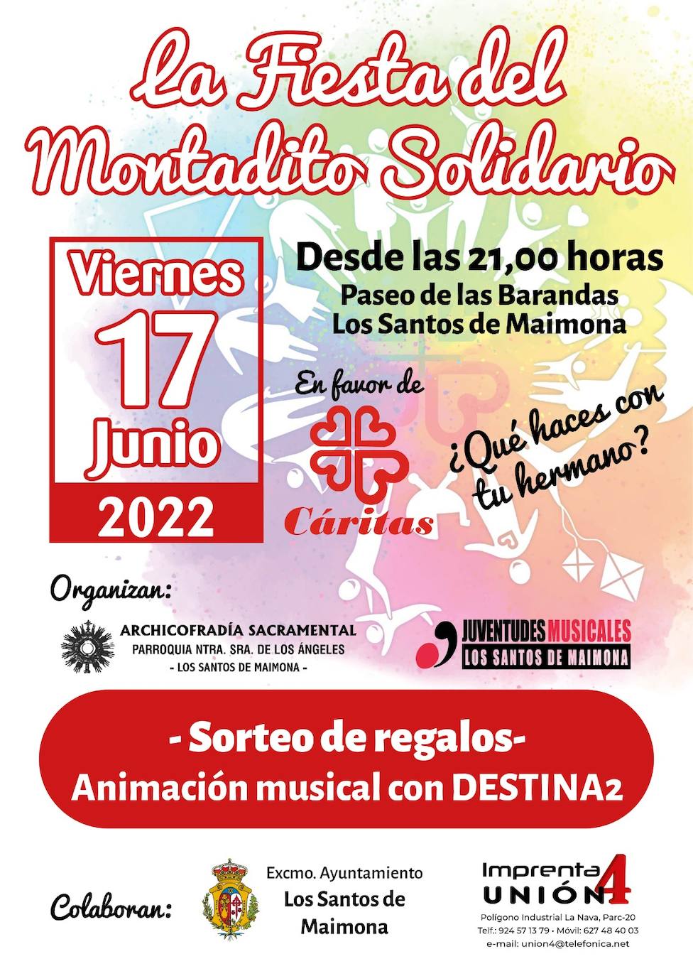 Cartel del la fiesta del montadito solidario en Los Santos 