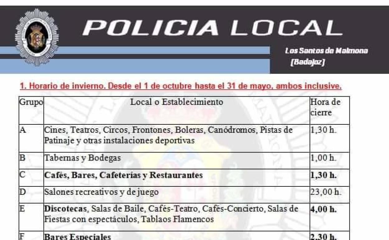 Nuevos horarios 