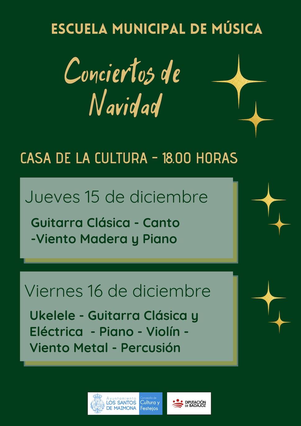 Cartel de los conciertos de Navidad de los alumnos de la Escuela Municipal de Música 