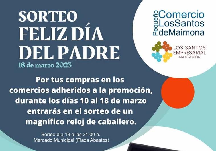 El Pequeño comercio de Los Santos de Maimona realizará un sorteo de un reloj Lotus por el Día del Padre