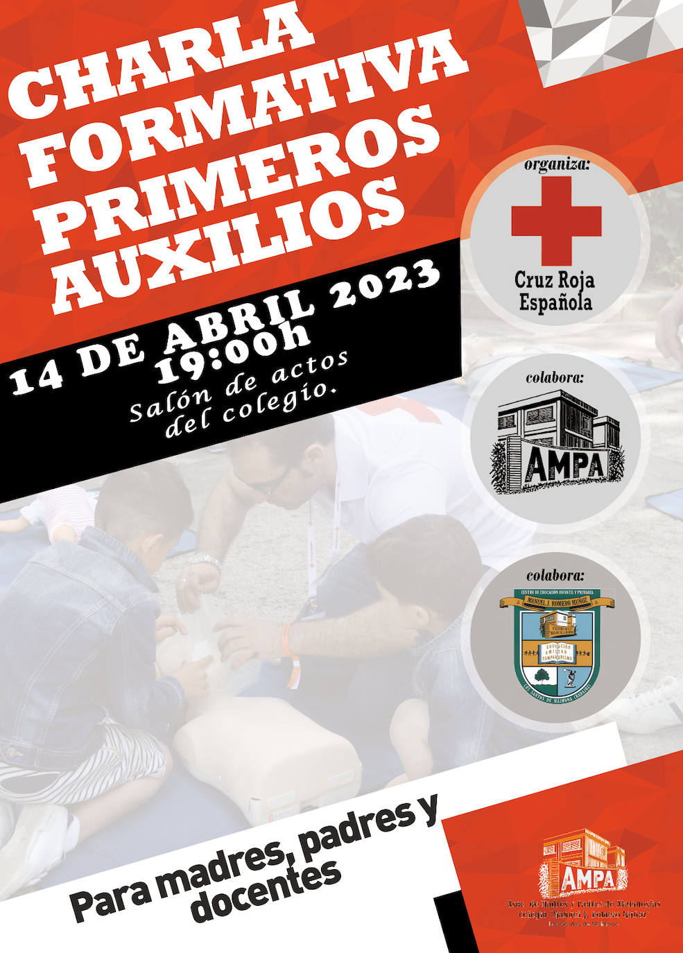Cartel de la charla de primeros auxilios en el Romero