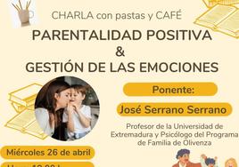 Cartel de la charla 'Parentalidad Positiva y Gestión de las Emociones'
