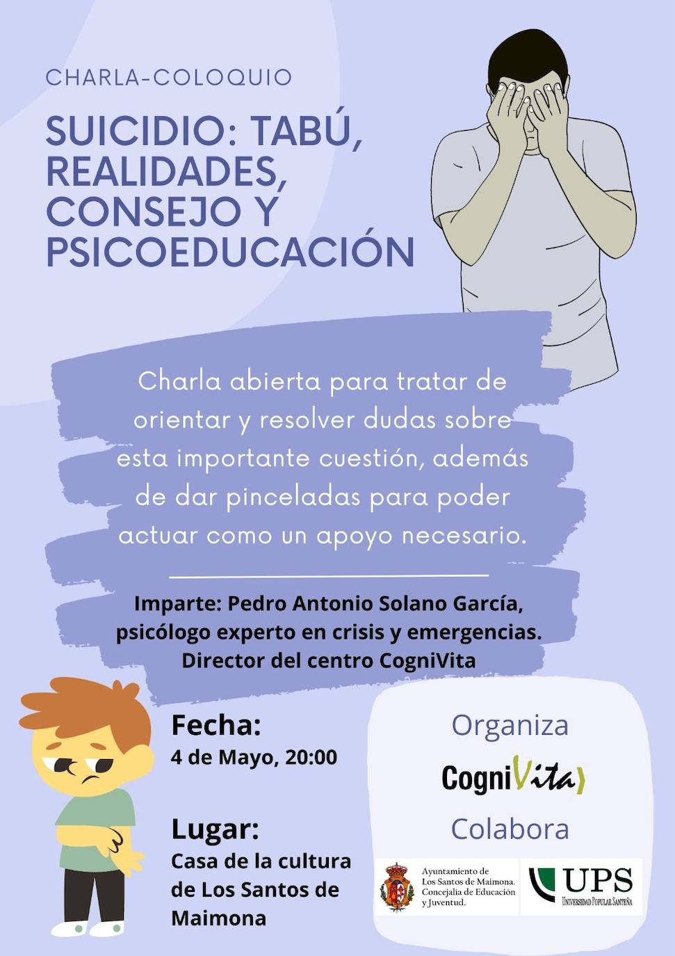 Cartel de la charla-coloquio bajo el título 'Suicidio: tabú, realidades, consejo y psicoeducación'