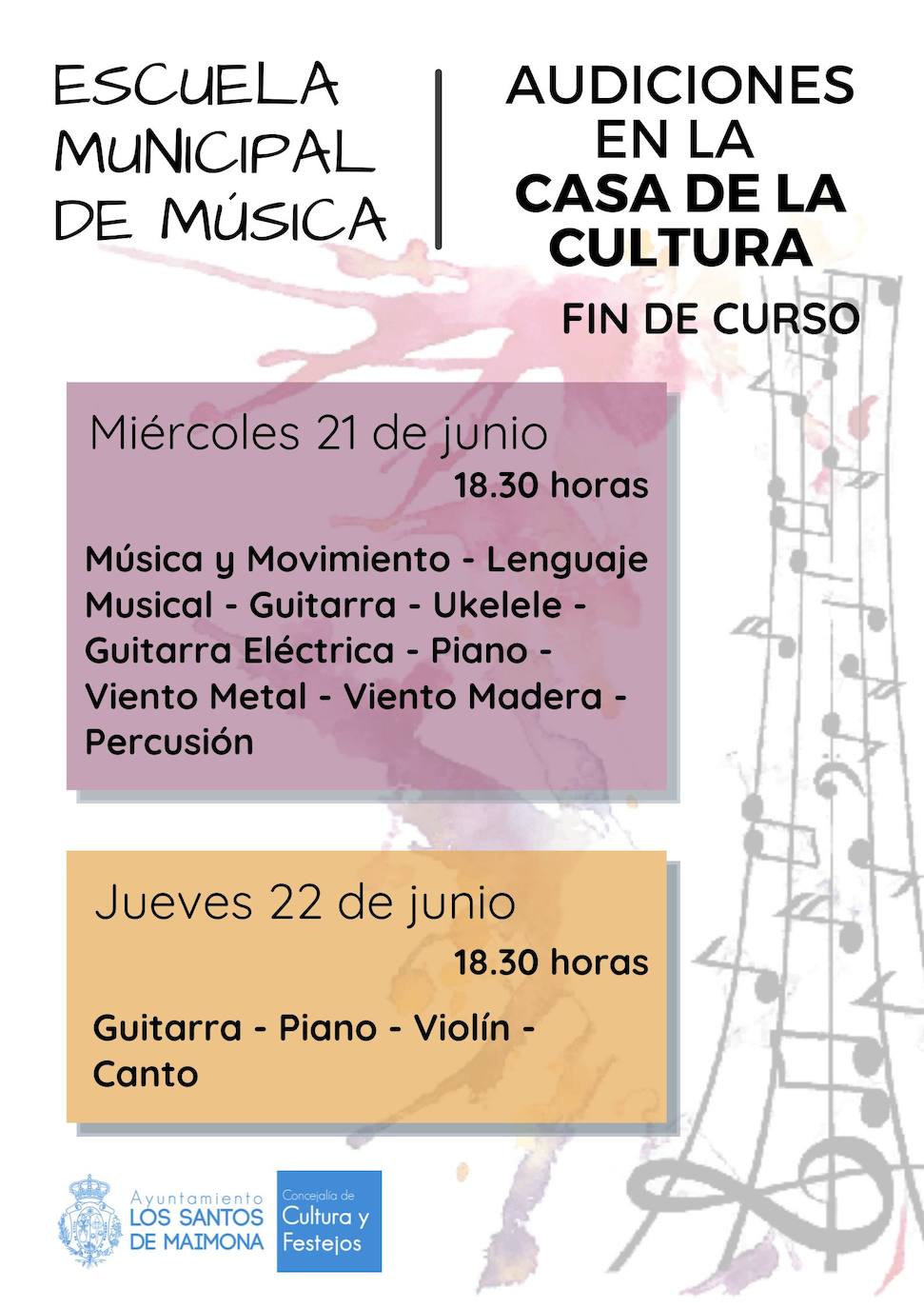 Cartel de las audiciones de la Escuela de Música