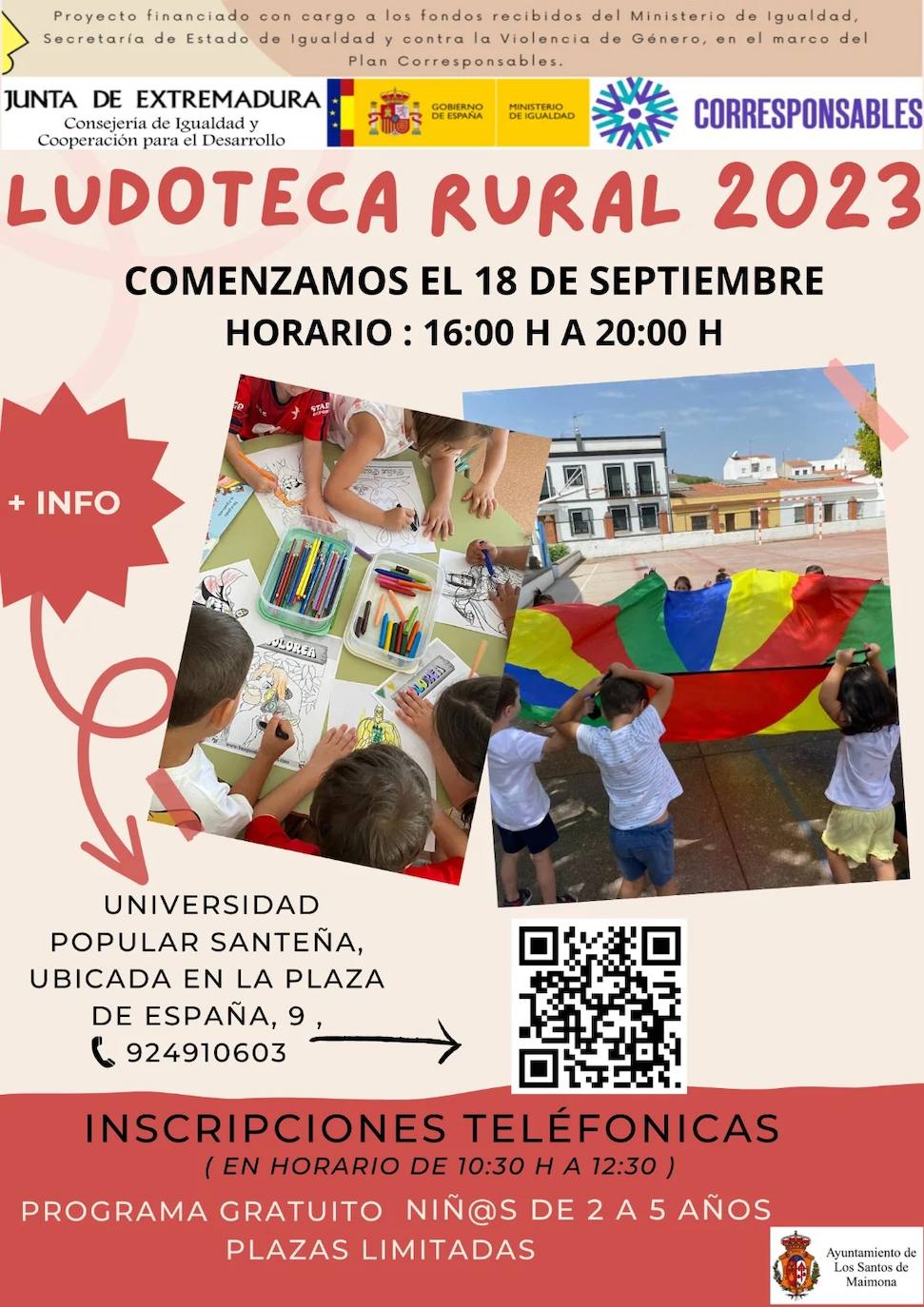 El programa Ludoteca Rural vuelve el próximo lunes para niños de entre 2 y 5 años